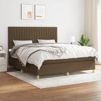 Boxspring met matras stof donkerbruin 180x200 cm