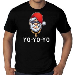 Grote maten Gangster / rapper Santa fout Kerstshirt / outfit zwart voor heren