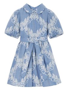 Burberry Kids robe Oak Leaf Crest en coton - Bleu