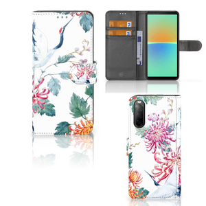 Sony Xperia 10 IV Telefoonhoesje met Pasjes Bird Flowers