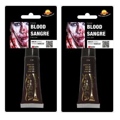 Fiestas Guirca Tube vloeibaar horror nepbloed - 2x - schmink - rood - 20 ml - Halloween
