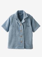 Gepersonaliseerde badjas voor baby's met gerecycled katoenen blouse chambrayblauw