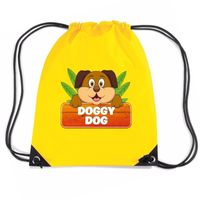 Doggy Dog het hondje trekkoord rugzak / gymtas geel voor kinderen - thumbnail