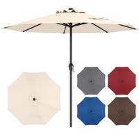 260 cm Terrasparasol Marktplaatsparasol voor Buiten met Slinger & 8 Stabiele Ribben Parasol voor Terras Tuin Zwembad