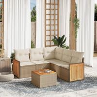 6-delige Loungeset met kussens poly rattan beige 6-delige Loungeset met kussens poly rattan beige