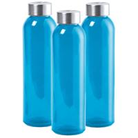 Waterfles/drinkfles AQUAMAN - 3x - glas - Blauw - met RVS dop - 500 ml - Sportfles - Bidon