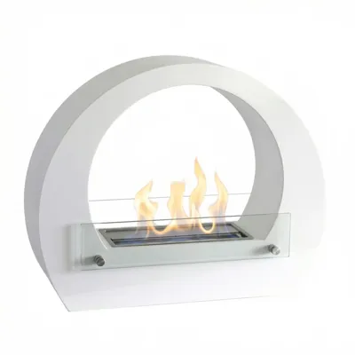 Dallas - Bio-ethanol haard met boog - wit | ScandiFlames | Vrijstaande bio-ethanol haard | Wit