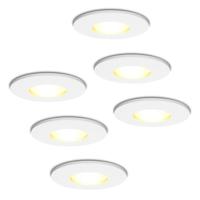 Set van 6 Barcelona - LED Inbouwspots - 4 Watt 345 lumen - 2700K Warm wit - GU10 - Dimbaar - Rond - IP44 voor badkamer, buiten en binnen - Wit