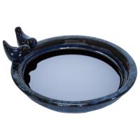 Mega Collection Vogelbad/voederschaal - donkerblauw - keramiek - 30x11cm - drinkschaal voor vogels