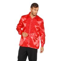 Ruche blouse satijn rood