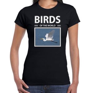 Zilverreigers t-shirt met dieren foto birds of the world zwart voor dames