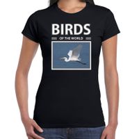 Zilverreigers t-shirt met dieren foto birds of the world zwart voor dames