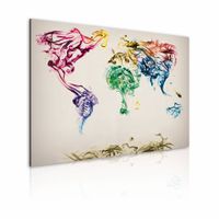 Schilderij - Wereldkaart - Gekleurde Rook , premium print op canvas - thumbnail