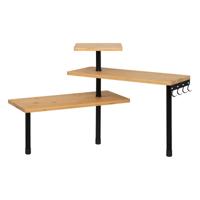 Keuken/aanrecht hoek rekje - metaal/bamboe hout - 43 x 43 x 38 cm - organizer - naturel/zwart