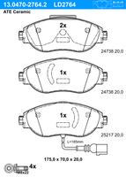 Remblokkenset, schijfrem ATE Ceramic ATE, u.a. fÃ¼r VW, Seat - thumbnail
