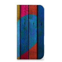 iPhone 16 Pro Max Book | Wallet Case | Wood Heart - Cadeau voor je Vriend