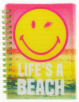 Blueprint Collections notitieboekje Smiley 15x10,5 cm roze/geel - thumbnail