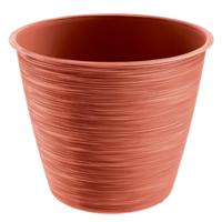 Plantenpot/bloempot Paintstripe - kunststof - rood - 17 x 20 cm - stijlvol - binnen/buiten