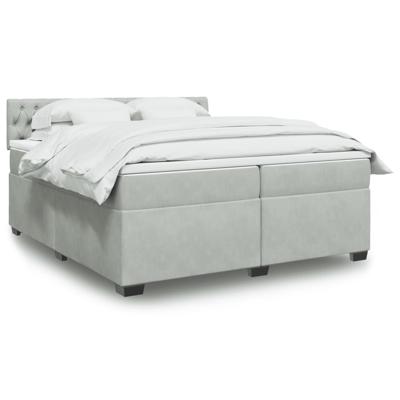 Boxspring met matras fluweel lichtgrijs 200x200 cm