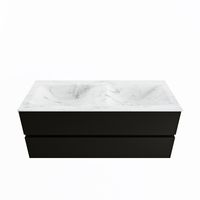 MONDIAZ VICA-DLUX 120cm badmeubel onderkast Urban 2 lades. Inbouw wastafel CLOUD dubbel zonder kraangat, kleur Opalo.