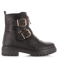 Poelman - zwarte leren bikerboots Leer Dames