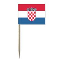 Cocktailprikkers Kroatie vlag - 50x - 8 cm -mini vlaggetjes -Houten spiesjes