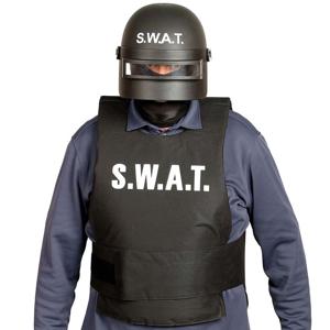 Politie SWAT verkleed helm - zwart - met vizier - voor volwassenen