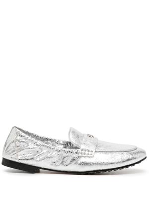Tory Burch mocassins en cuir à design métallisé - Argent