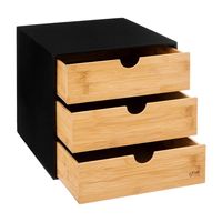 Kantoor organizer ladeblok - 3 lades - 25 x 31 x 25 cm - bamboe hout - thumbnail