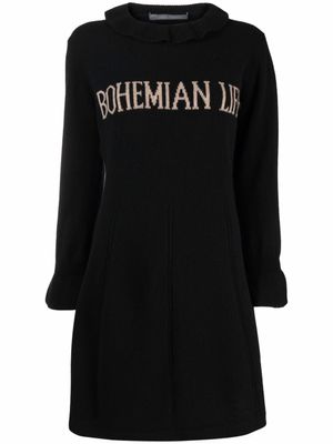 Alberta Ferretti robe Bohemian Life en maille intarsia - Noir