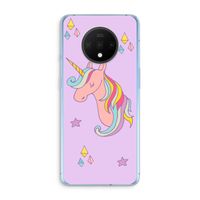 Roze eenhoorn: OnePlus 7T Transparant Hoesje