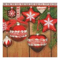 Duni Kerstservetten - 20x - rood - 33 x 33 cm - 3 laags - thumbnail