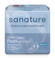 Maandverband normaal 100% katoen met vleugels 10 Stuks