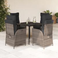 5-delige Tuinset met kussens poly rattan grijs