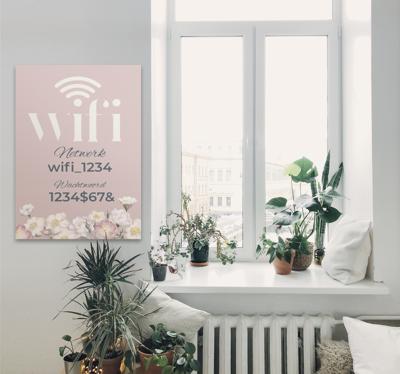 Canvas Schilderij met WiFi & Bloemen