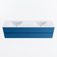 MONDIAZ VICA 180cm badmeubel onderkast Jeans 4 lades. Wastafel CLOUD dubbel 2 kraangaten, kleur Talc.