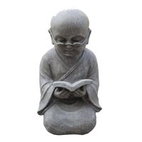 Boeddha Shaolin Monnik Met Boek 42 Cm Licht Grijs Fiberclay
