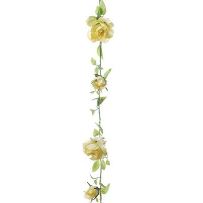 Louis Maes kunstplant bloemenslinger Rozen - geel/groen - 225 cm - kunstbloemen Louis Maes kunstplant bloemenslinger Rozen - geel/groen - 225 cm - kunstbloemen