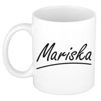 Mariska Naam koffiemok - beker - met sierlijke letters - wit - 300 ml - Cadeau - Dames