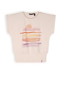 NoNo Meisjes t-shirt sunset - Kanou - Pearled ivoor wit