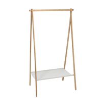 Kledingrek met plank - bamboe - lichtbruin/wit - 86 x 57 x 155 cm