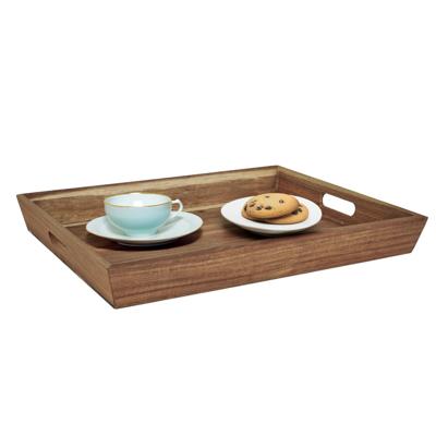 Home Deco Factory dienblad van Acacia hout - 42 x 33 x 5 cm - bruin - Hoge opstaande rand