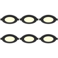 LED Downlight Inbouwspot 6 Stuks - Brinton Thin - 3W 220lm 120° Bundelhoek - Warm Wit 3000K - IP40 - Rond - Zwart - Ø85mm Buitenmaat - Ø70mm Zaagmaat