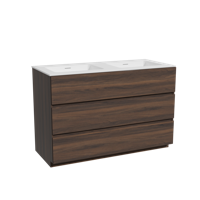 Storke Edge staand badmeubel 120 x 52 cm notenhout met Mata dubbele wastafel in solid surface mat wit - thumbnail