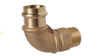 Kirchhoff Overgangshoek van rood messing 90°, blank, 18 mm x 3/4"ET, 1 socket, (P4092g) - 988622455