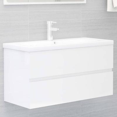 Wastafelkast 90x38,5x45 cm spaanplaat hoogglans wit