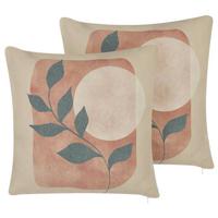 Beliani-CALLIOPSIS -Sierkussen set van 2-Beige-45 x 45 cm-Polyester