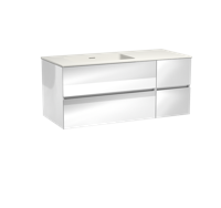 Storke Edge zwevend badmeubel 120 x 52 cm hoogglans wit met Mata asymmetrisch linkse wastafel in mat witte solid surface - thumbnail