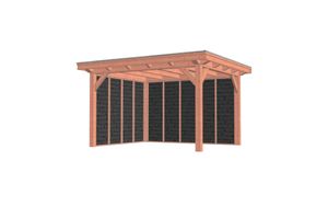 Buitenverblijf Florence 425x360 cm - Plat dak - Combinatie 1- Plat dak- Onbehandeld lariks Douglas hout- Trendhout