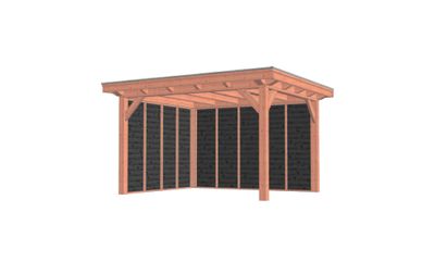 Trendhout Buitenverblijf Florence 425x360 cm - Plat dak - Combinatie 1- Plat dak- Onbehandeld lariks Douglas hout- Trendhout